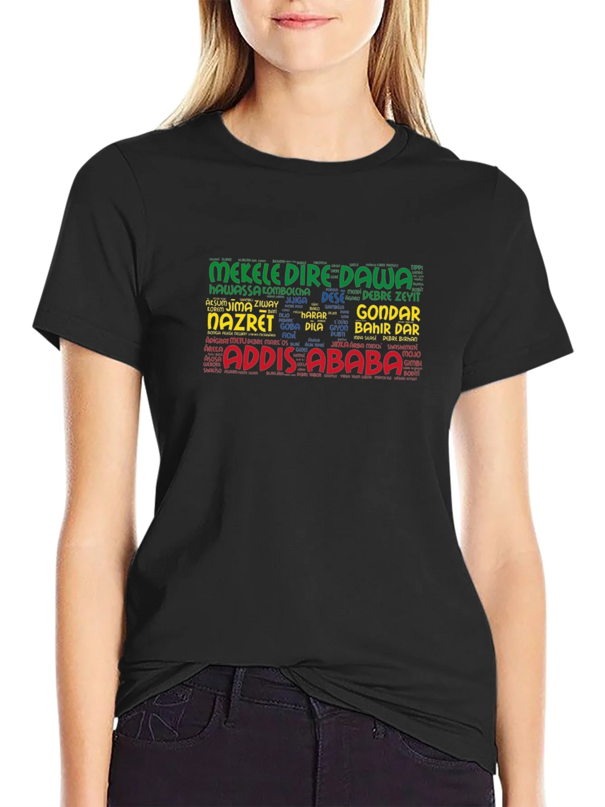 Ethiopian Cities Word Art T-Shirt product image 1
