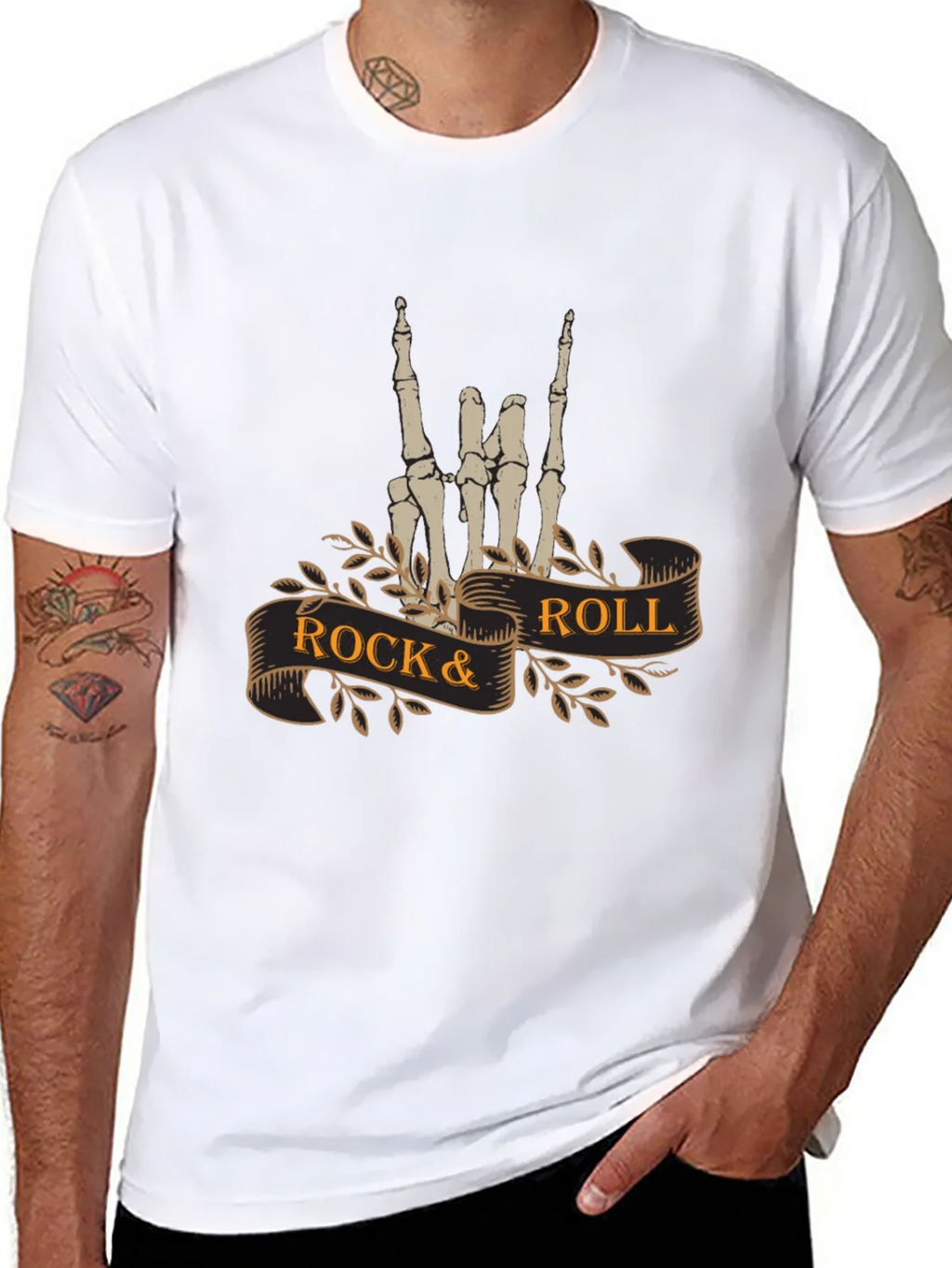 Rock & Roll Skeleton Hand T-Shirt - Black product image 7