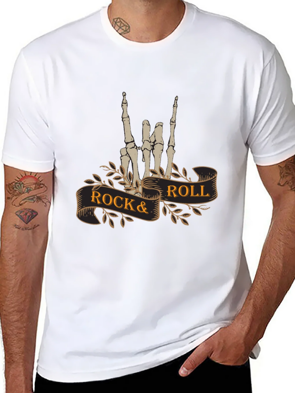 Rock & Roll Skeleton Hand T-Shirt - Black product image 7
