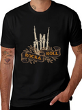 Rock & Roll Skeleton Hand T-Shirt - Black product image 1