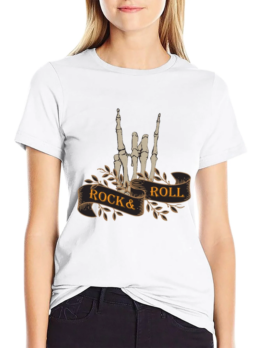 Rock & Roll Skeleton Hand T-Shirt - Black product image 8