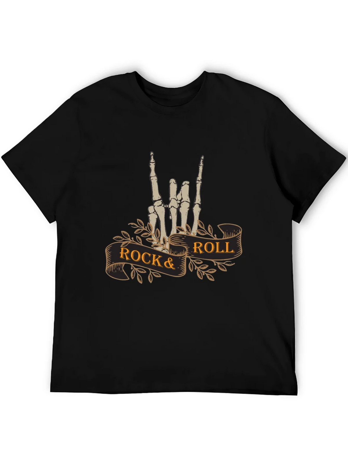 Rock & Roll Skeleton Hand T-Shirt - Black product image 5