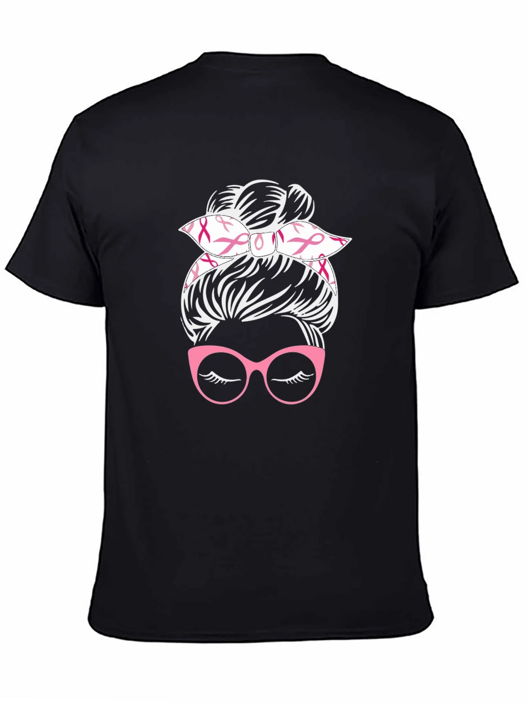 Messy Bun Breast Cancer Awareness T-Shirt product image 4