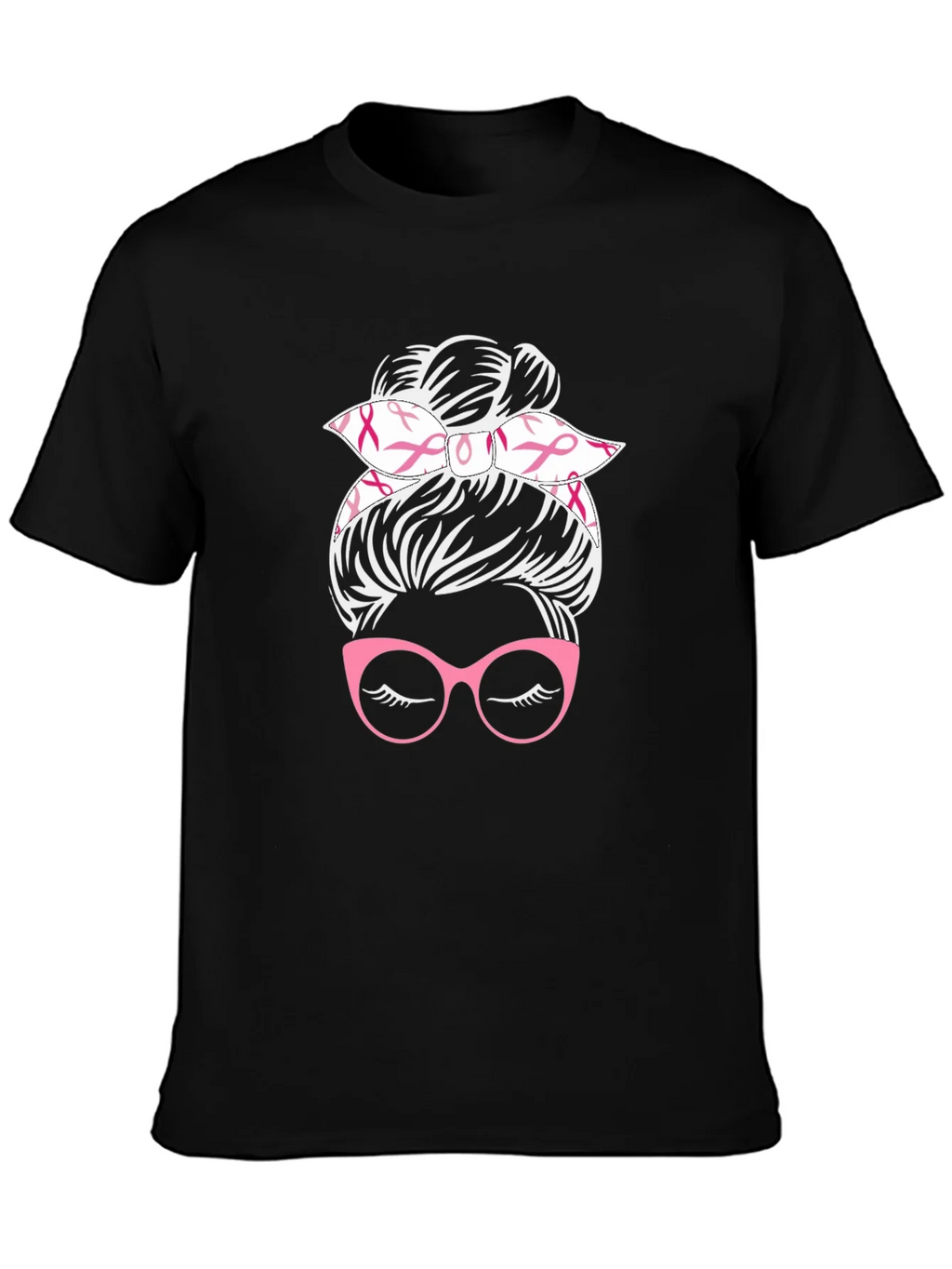 Messy Bun Breast Cancer Awareness T-Shirt product image 3