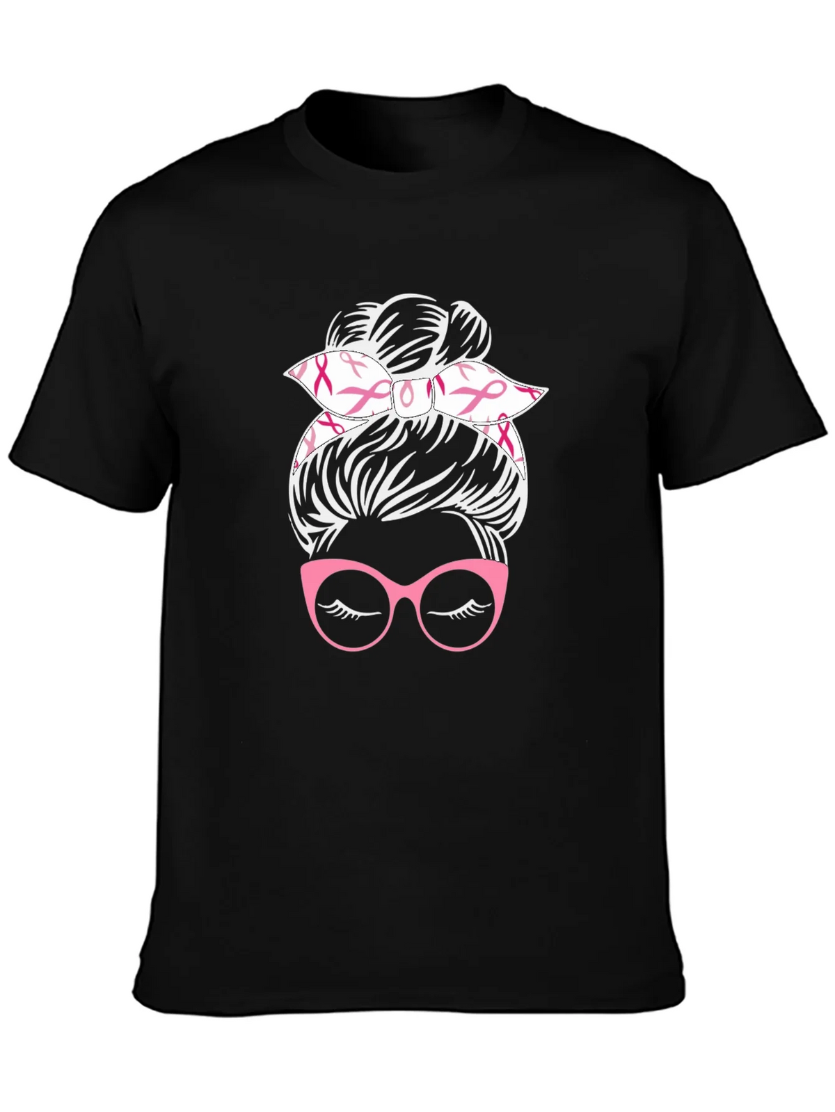Messy Bun Breast Cancer Awareness T-Shirt product image 3