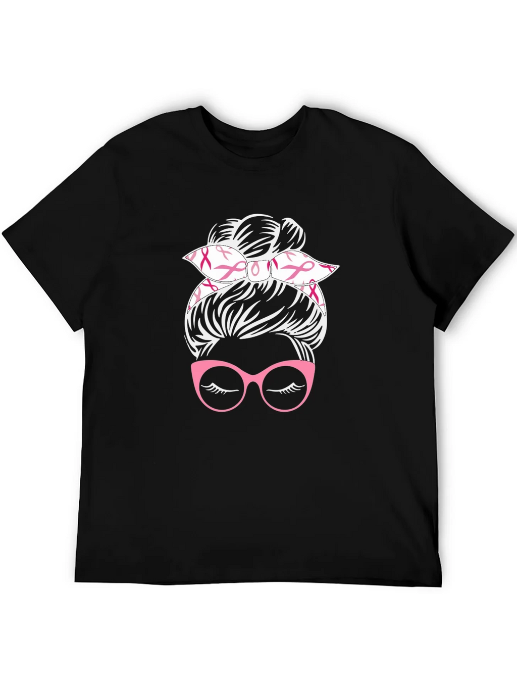 Messy Bun Breast Cancer Awareness T-Shirt product image 5