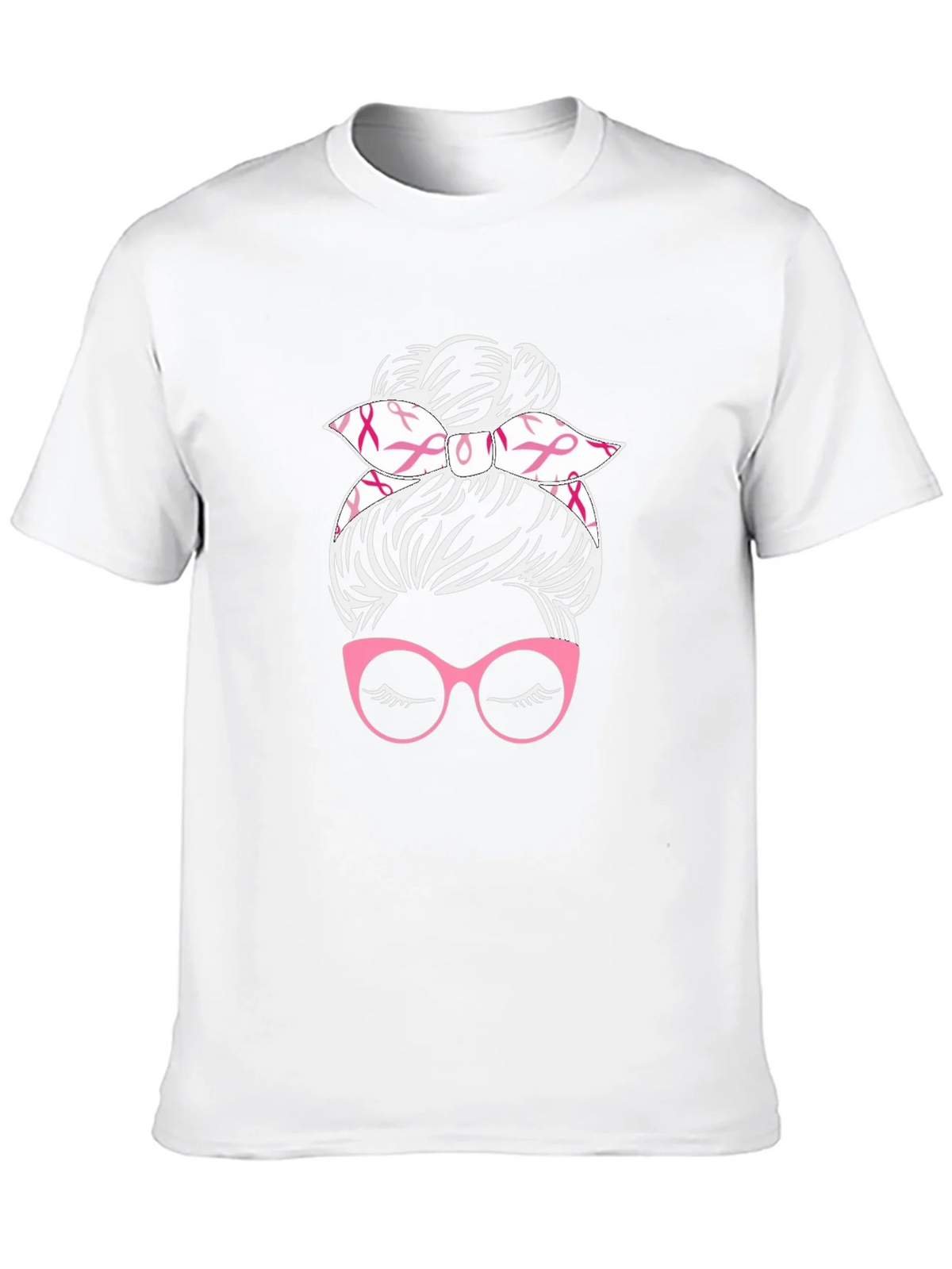 Messy Bun Breast Cancer Awareness T-Shirt product image 9