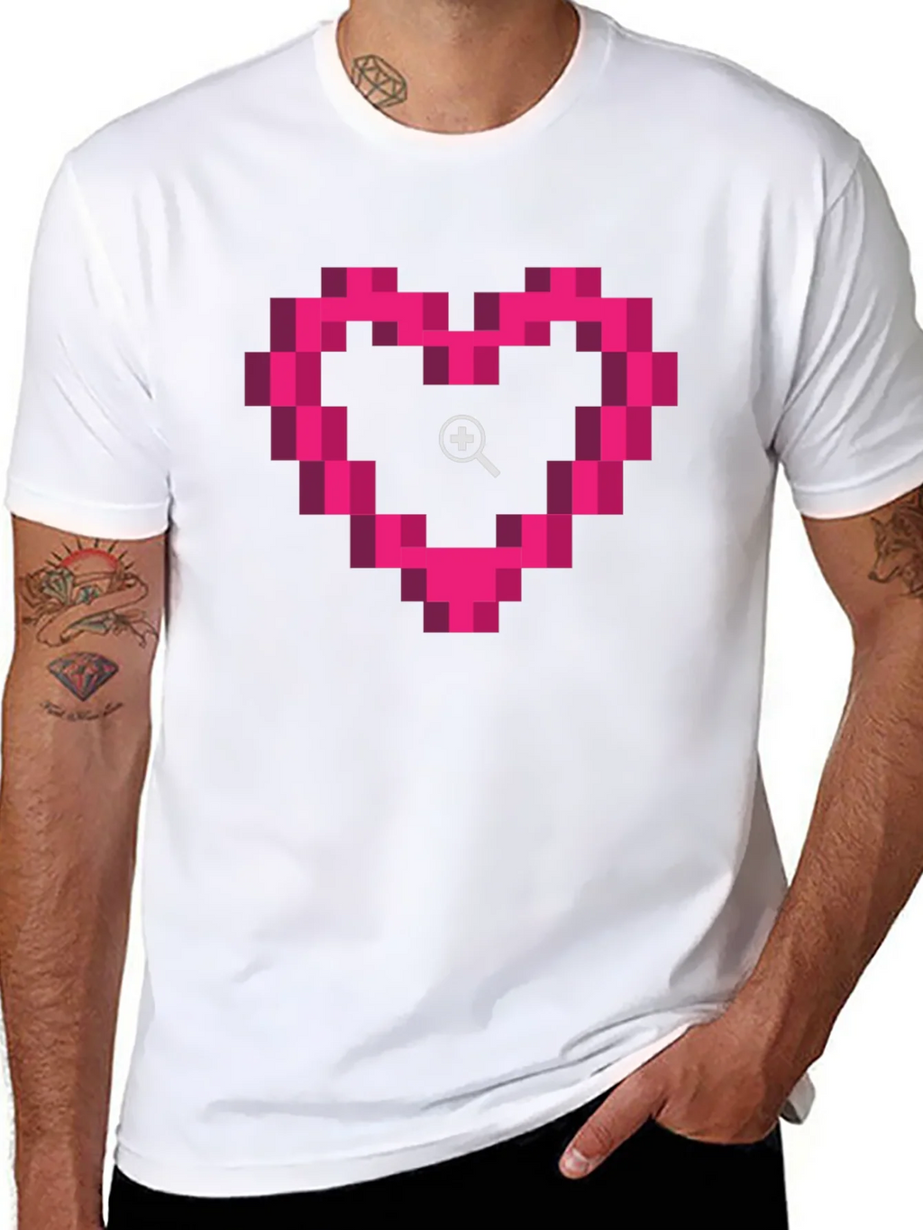 Pixel Heart Zoom Black T-Shirt product image 7