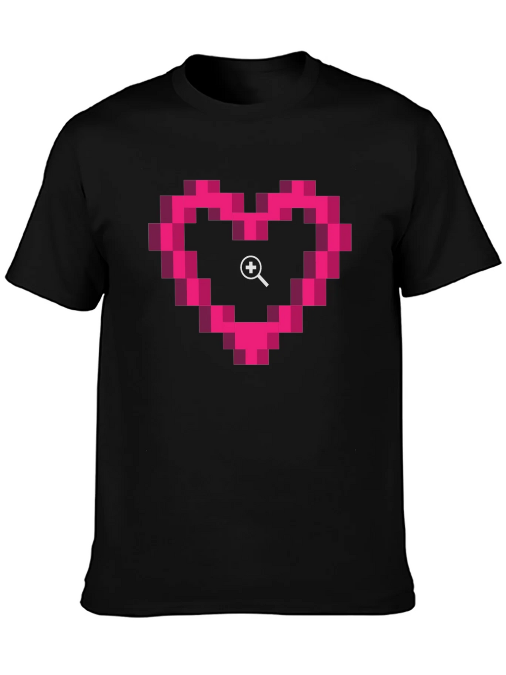 Pixel Heart Zoom Black T-Shirt product image 3