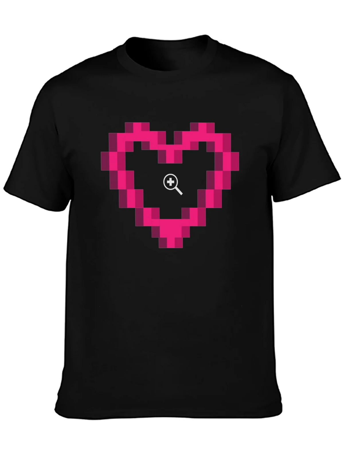 Pixel Heart Zoom Black T-Shirt product image 3