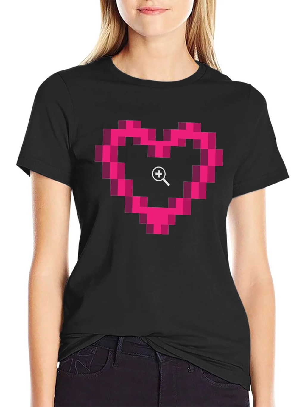 Pixel Heart Zoom Black T-Shirt product image 2