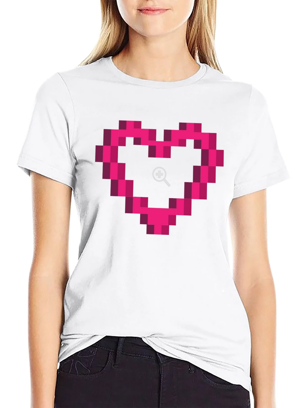 Pixel Heart Zoom Black T-Shirt product image 8