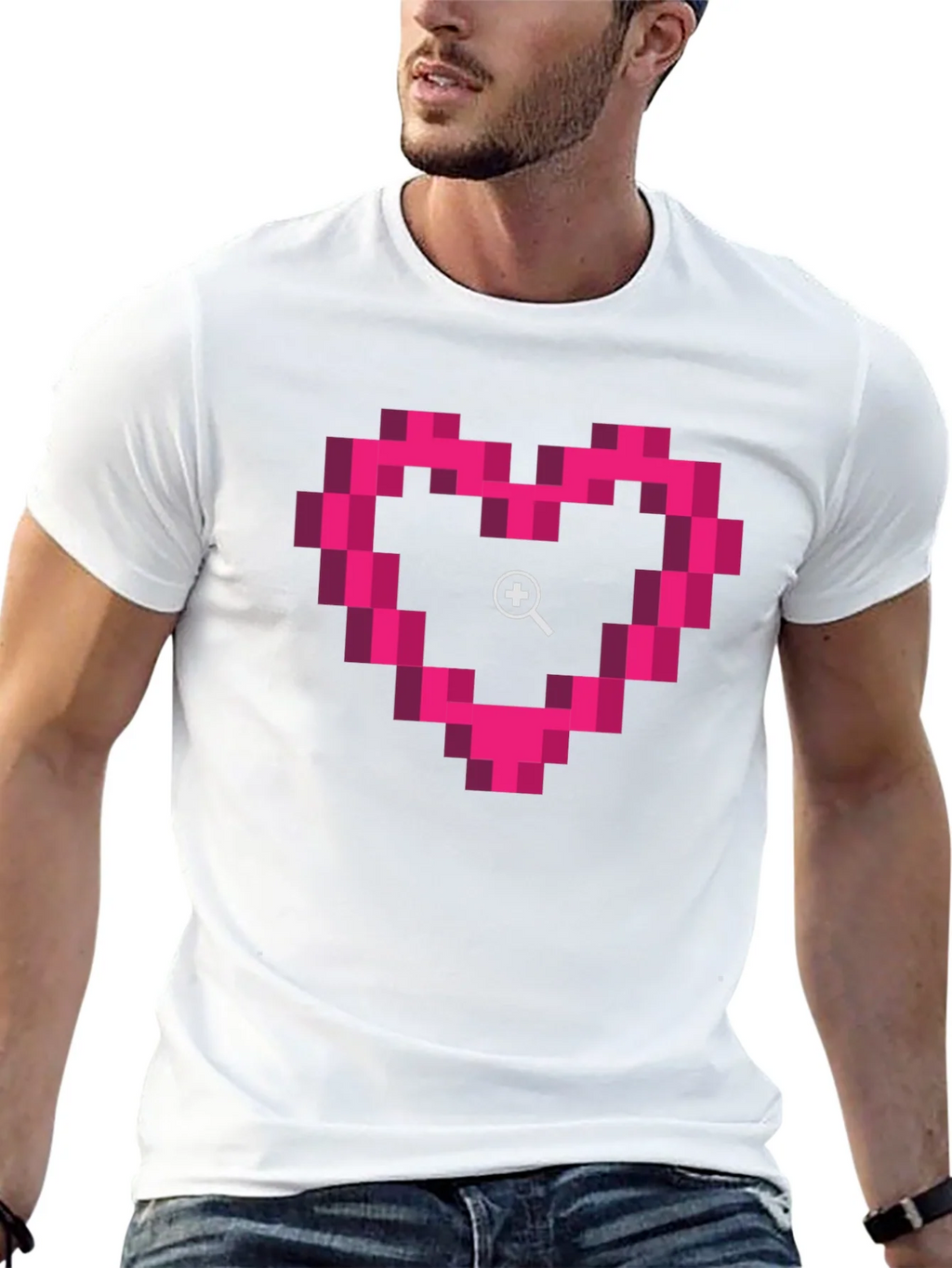 Pixel Heart Zoom Black T-Shirt product image 12