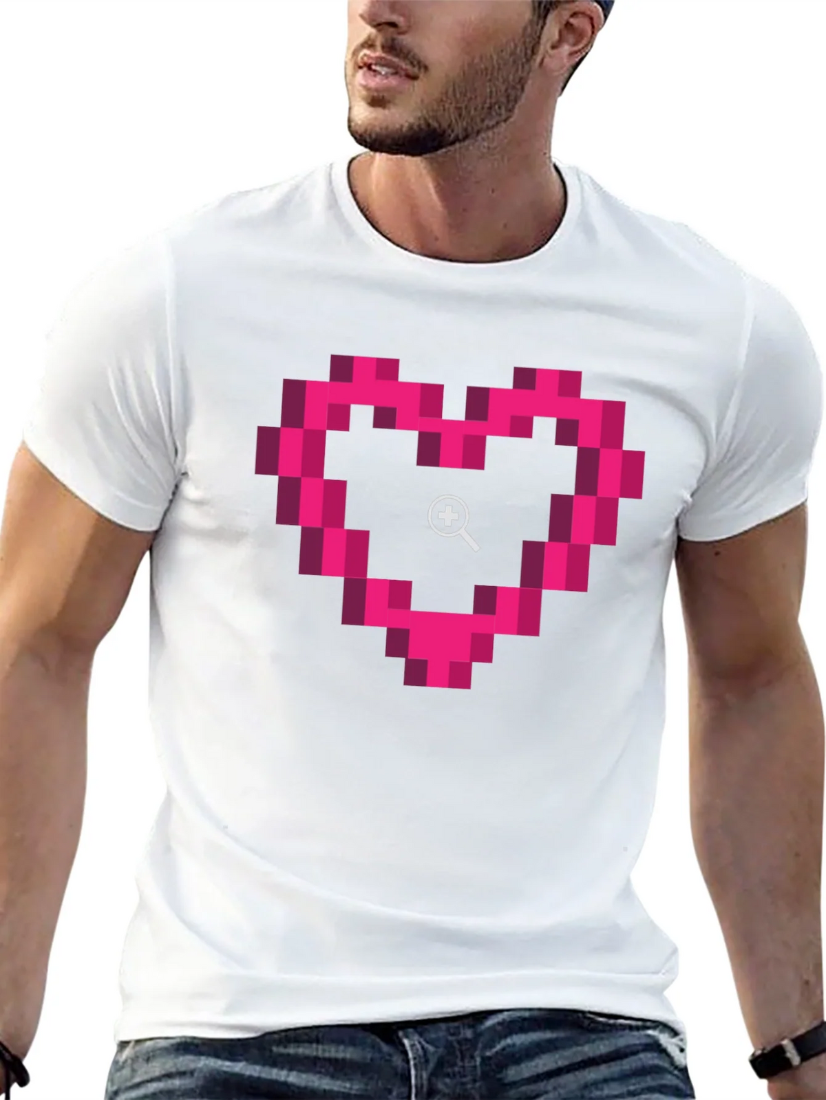 Pixel Heart Zoom Black T-Shirt product image 12