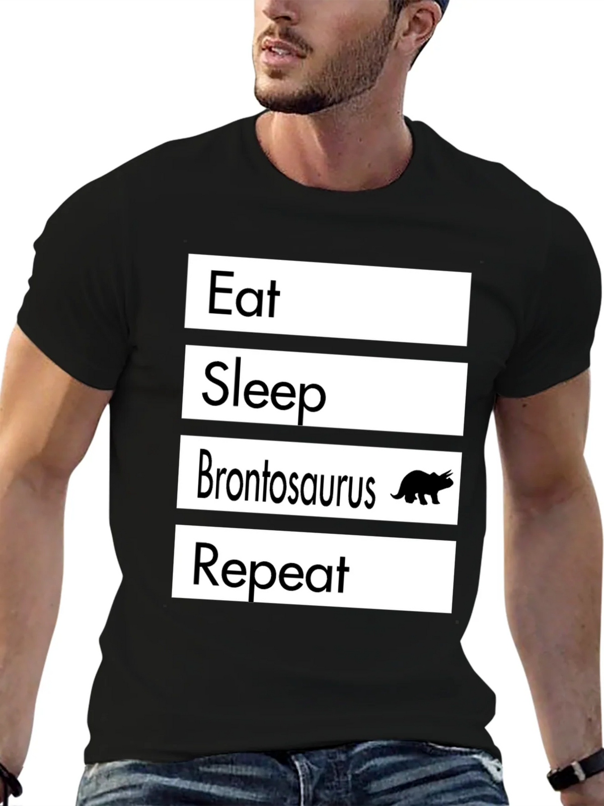 Eat Sleep Brontosaurus Repeat T-Shirt Funny Dino Tee product image 6