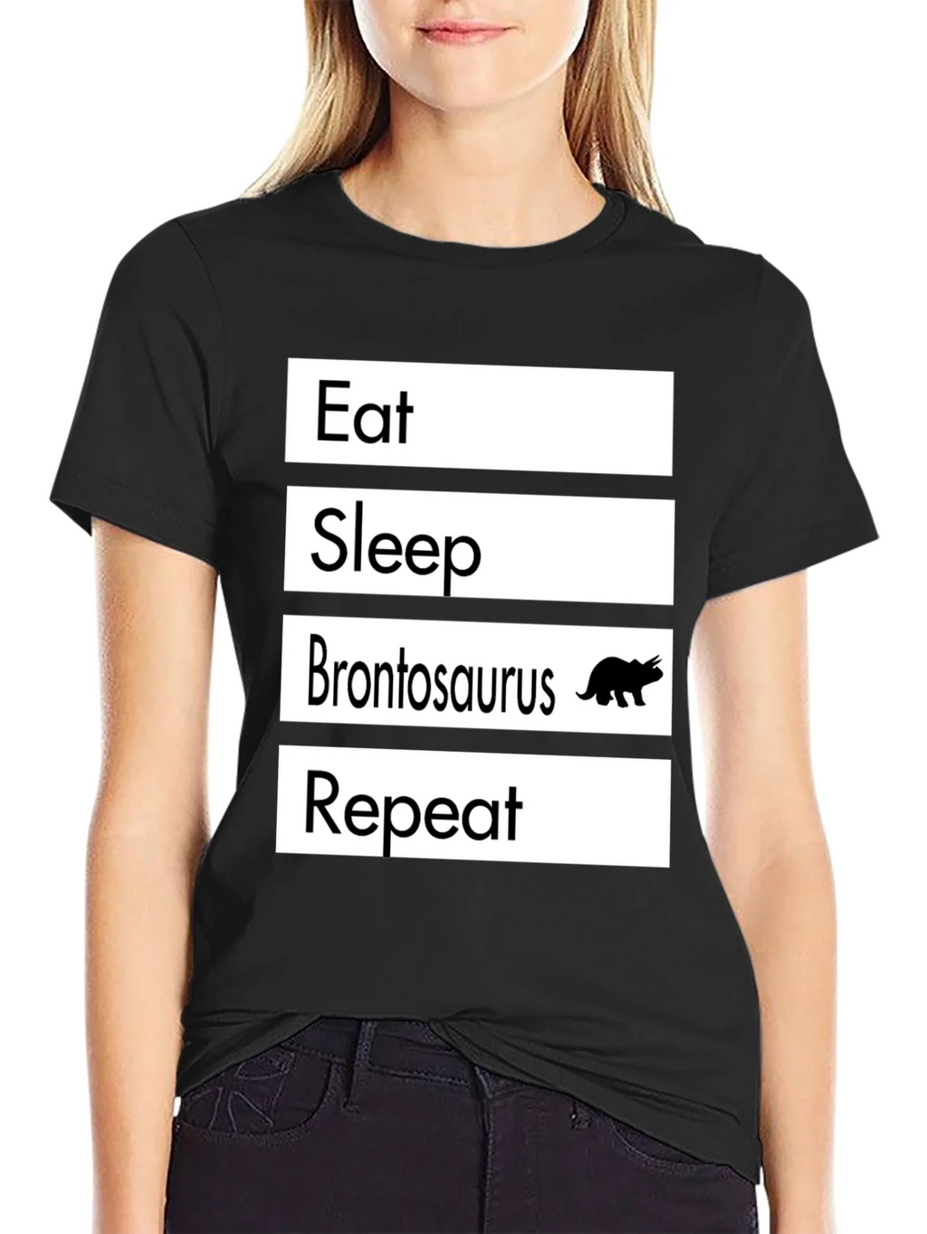 Eat Sleep Brontosaurus Repeat T-Shirt Funny Dino Tee product image 2