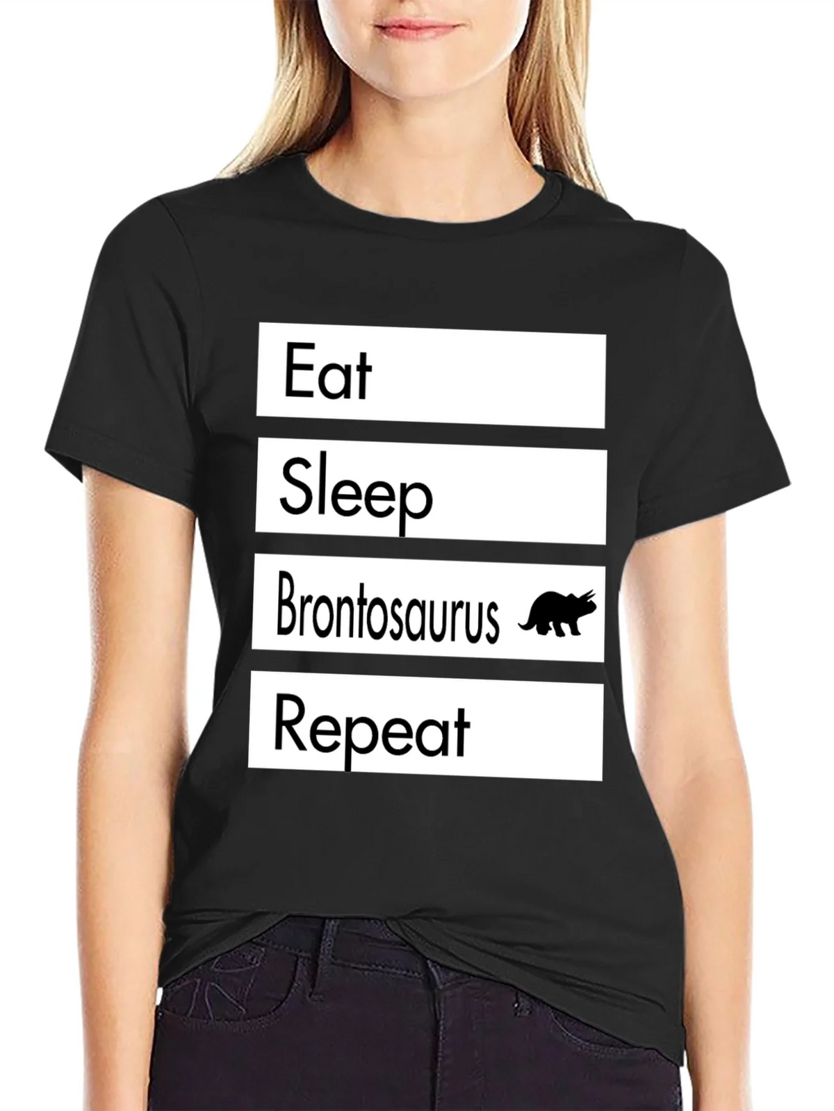 Eat Sleep Brontosaurus Repeat T-Shirt Funny Dino Tee product image 2