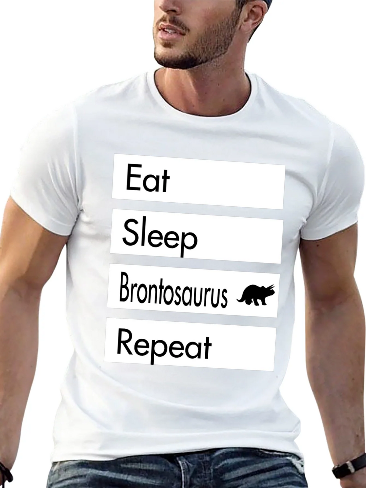 Eat Sleep Brontosaurus Repeat T-Shirt Funny Dino Tee product image 12