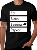 Eat Sleep Brontosaurus Repeat T-Shirt Funny Dino Tee product image 1