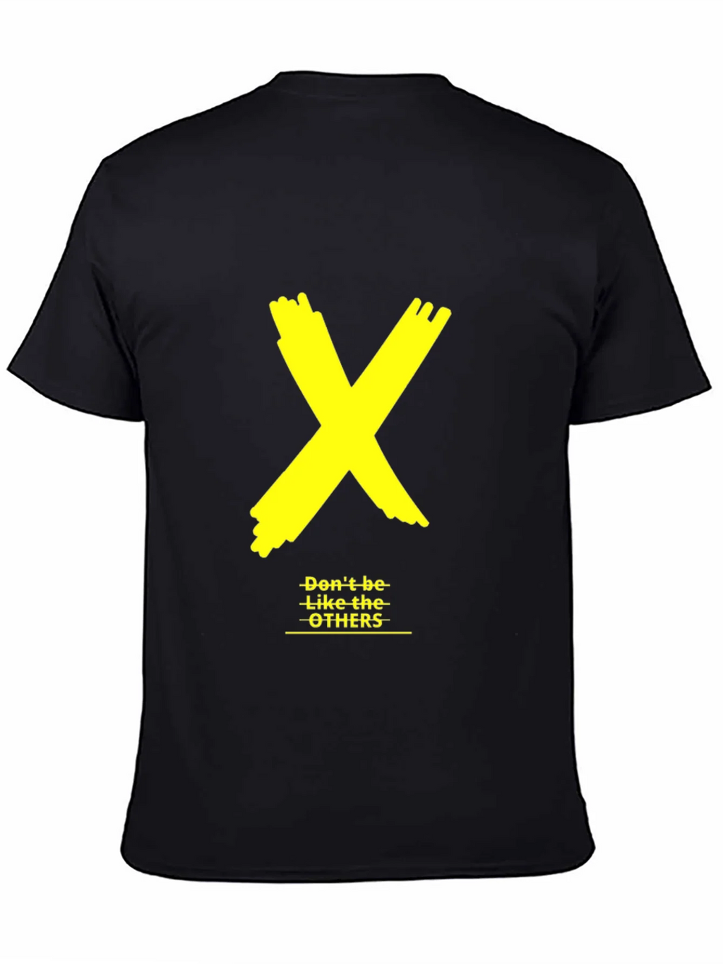 Bold Yellow X Graphic Black Tee - Dont be like the OTHERS product image 4