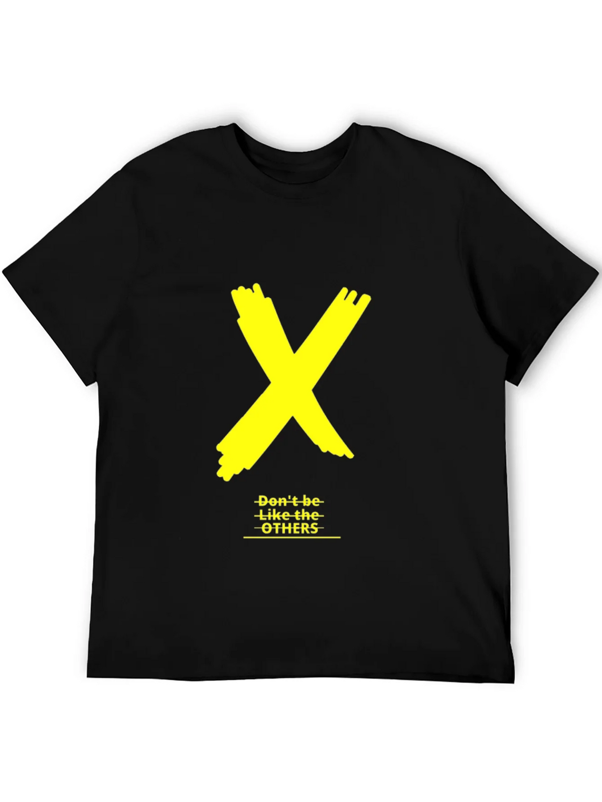 Bold Yellow X Graphic Black Tee - Dont be like the OTHERS product image 5