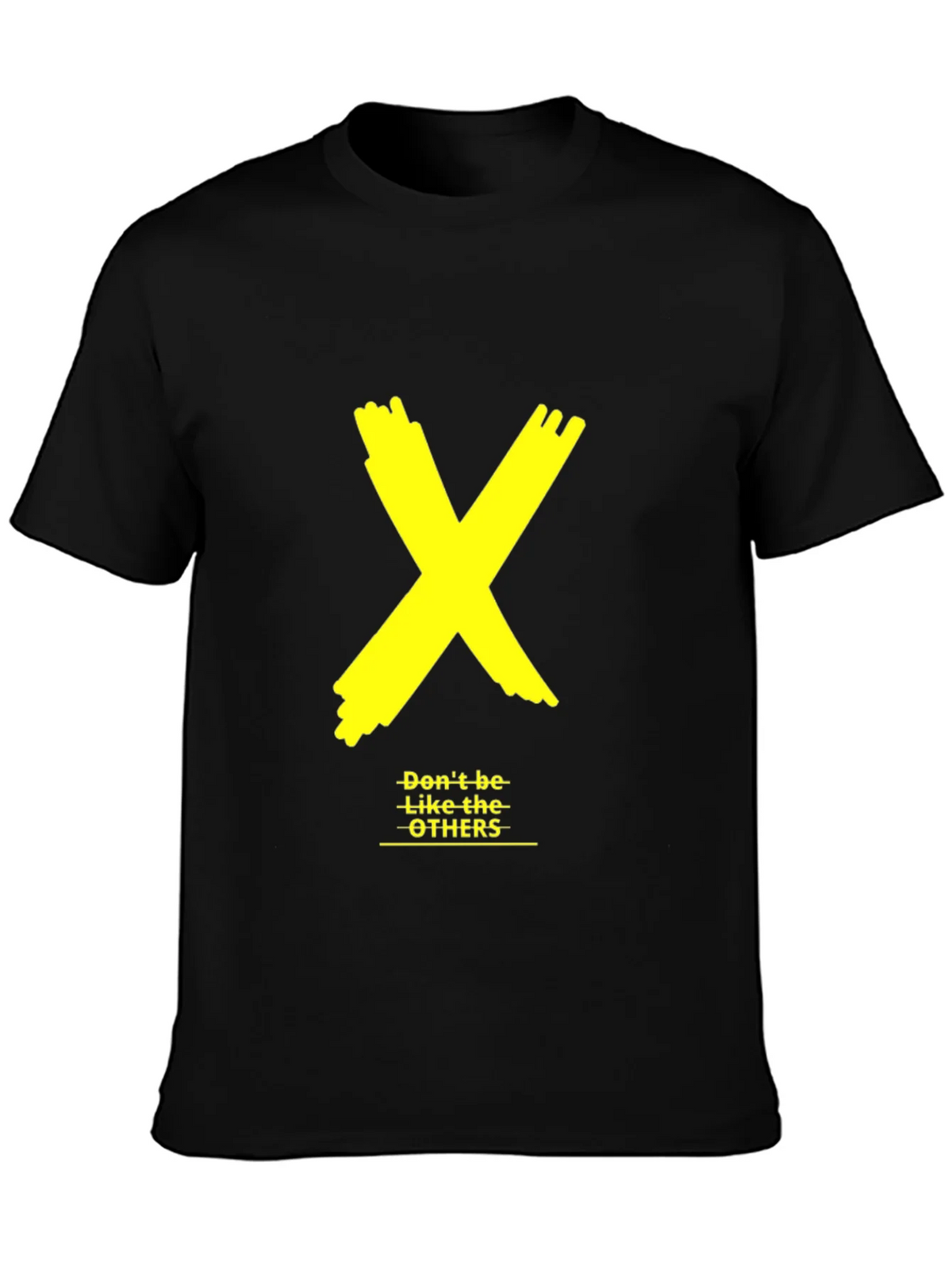 Bold Yellow X Graphic Black Tee - Dont be like the OTHERS product image 3
