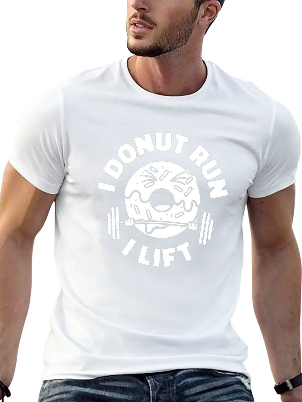 I Donut Run I Lift Black T-Shirt Gym Workout Humor Tee product image 12