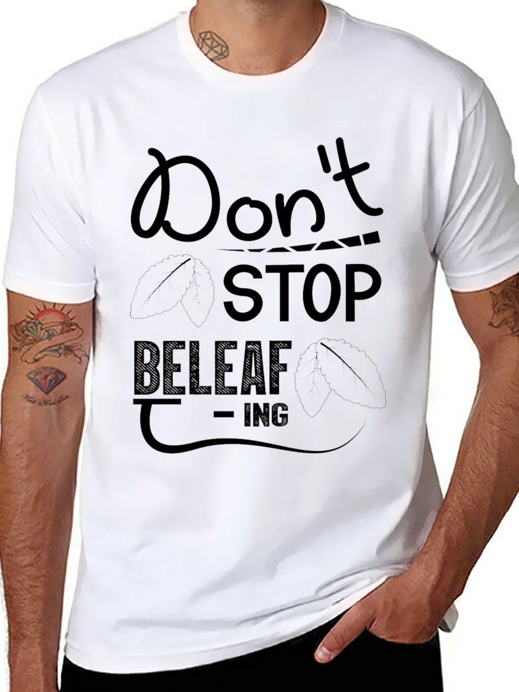 Dont Stop Beleaf-ing Black Graphic Tee product image 7