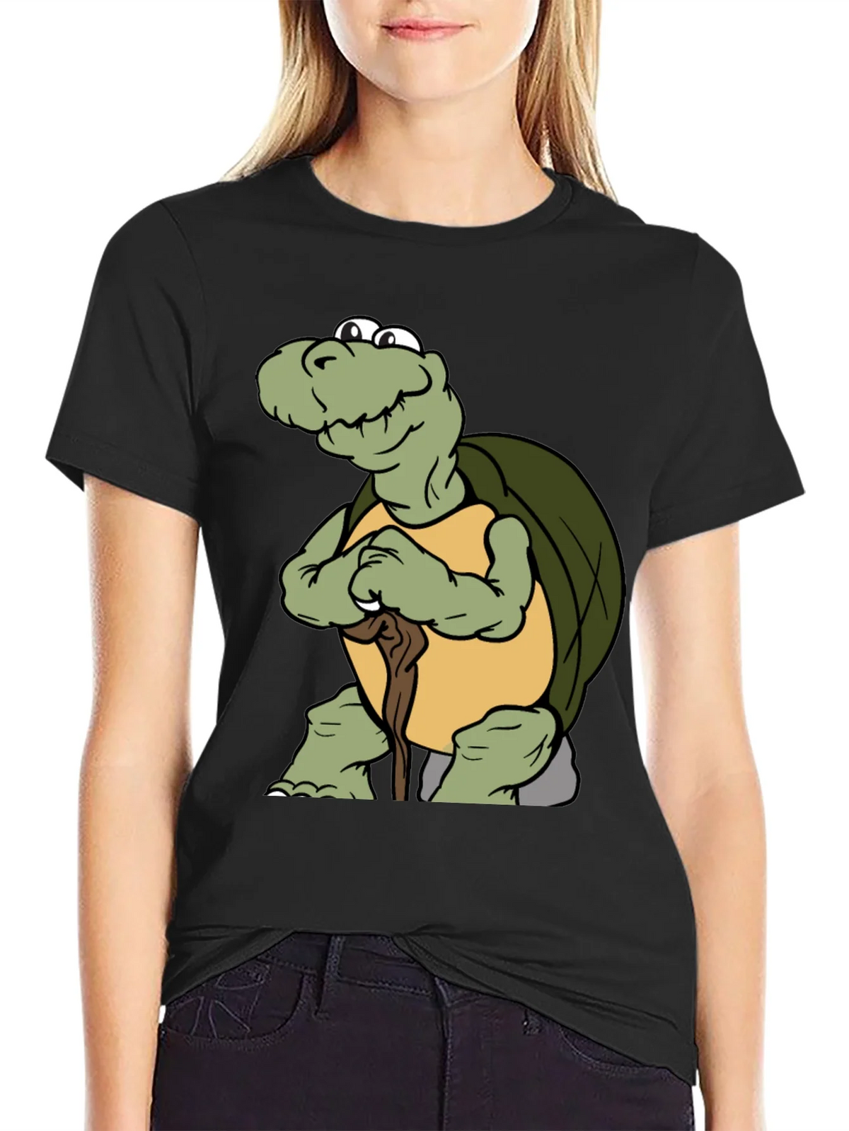 Funny Turtle Cartoon Black T-Shirt product image 2