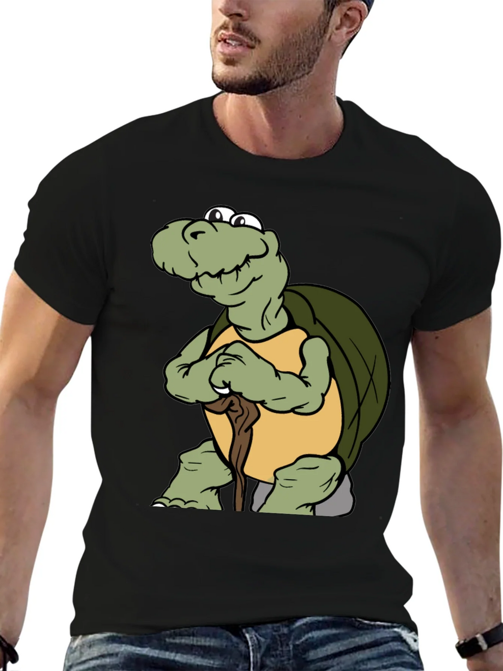 Funny Turtle Cartoon Black T-Shirt product image 6