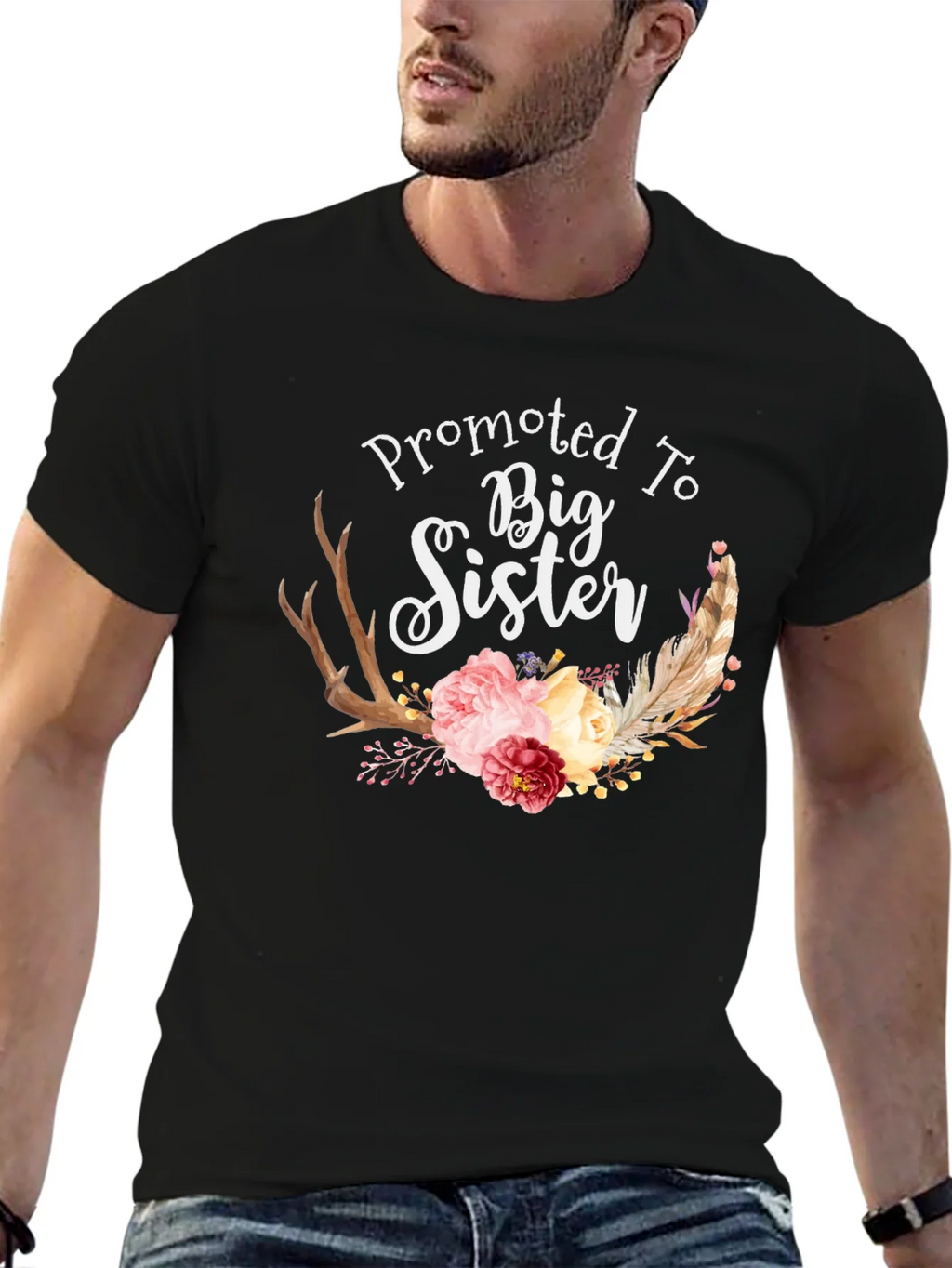 Promoted To Big Sister Floral T-Shirt product image 6