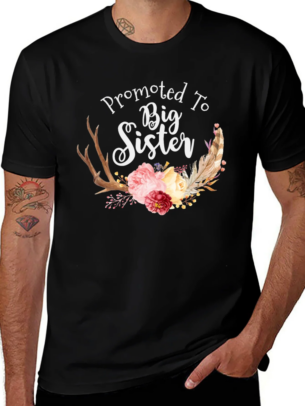 Promoted To Big Sister Floral T-Shirt product image 1