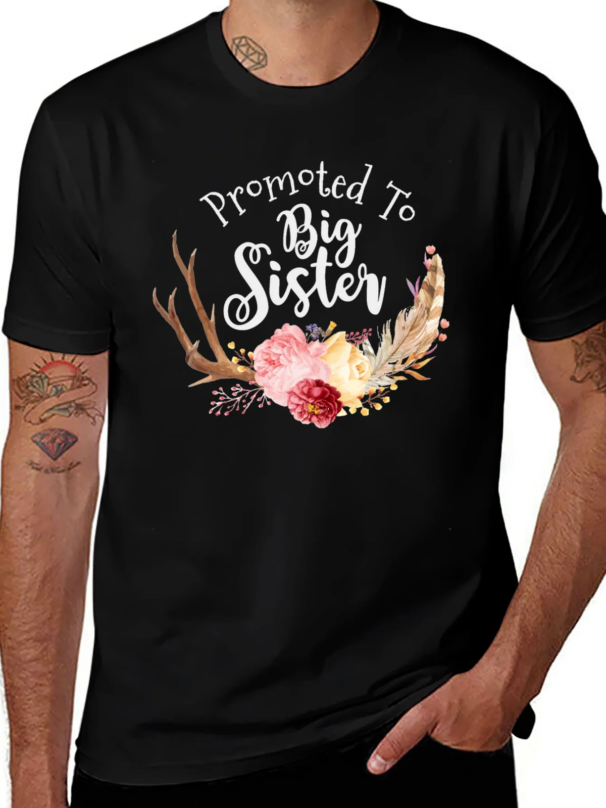 Promoted To Big Sister Floral T-Shirt product image 1
