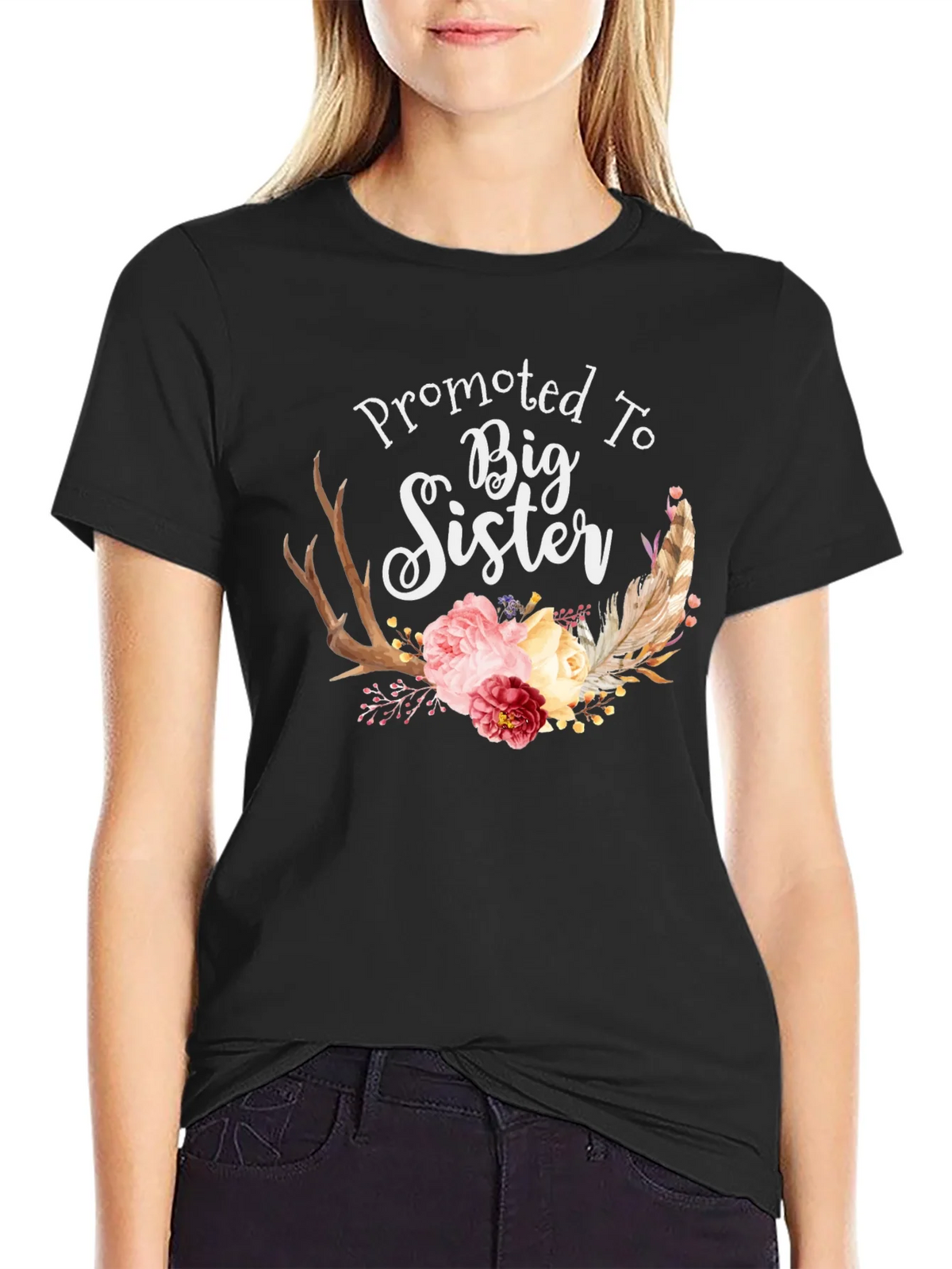 Promoted To Big Sister Floral T-Shirt product image 2