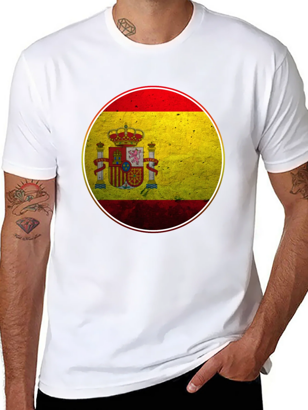 Spain Flag Graphic T-Shirt - Black Cotton Tee product image 7