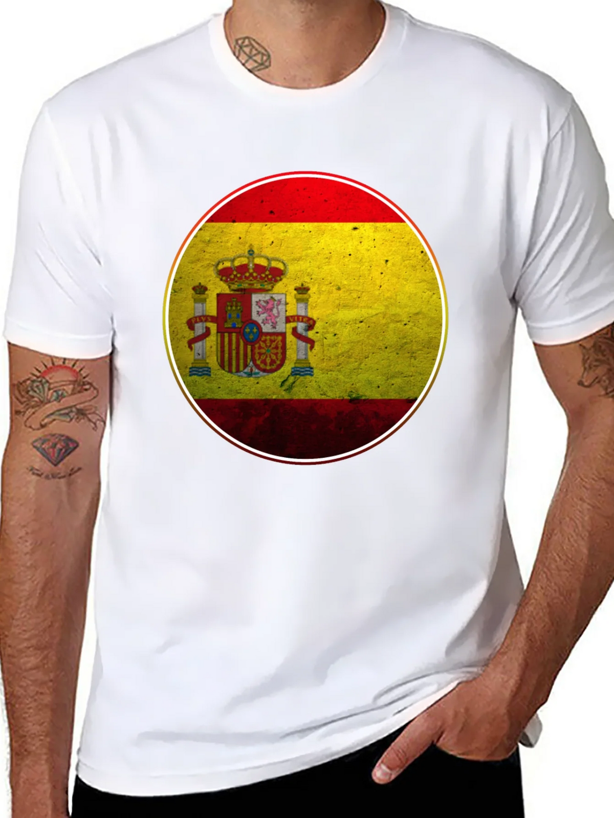 Spain Flag Graphic T-Shirt - Black Cotton Tee product image 7
