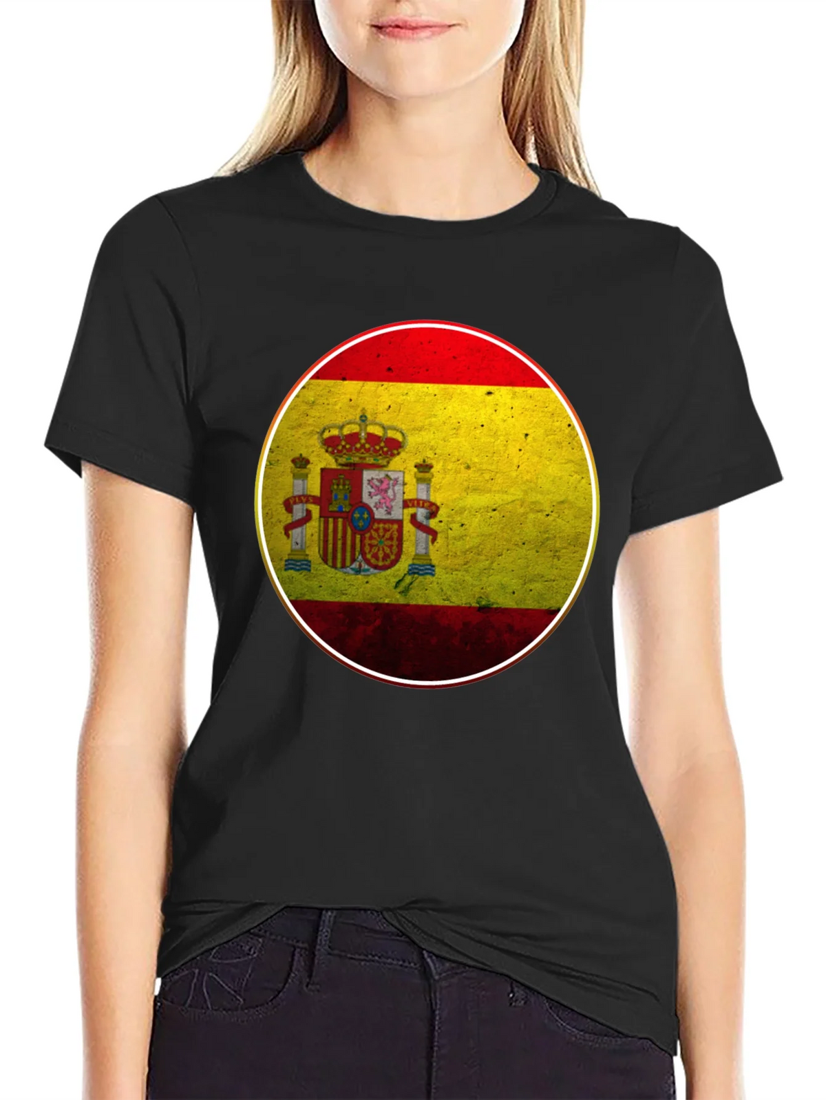 Spain Flag Graphic T-Shirt - Black Cotton Tee product image 2