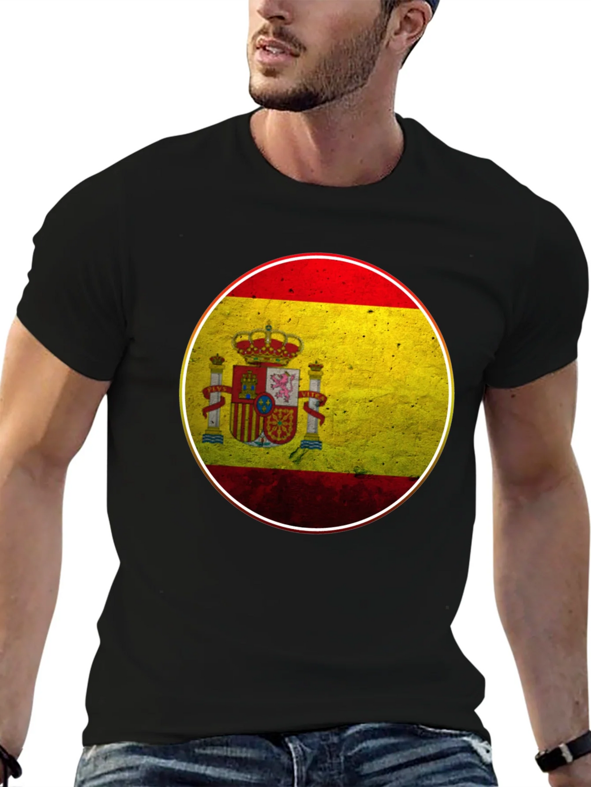 Spain Flag Graphic T-Shirt - Black Cotton Tee product image 6