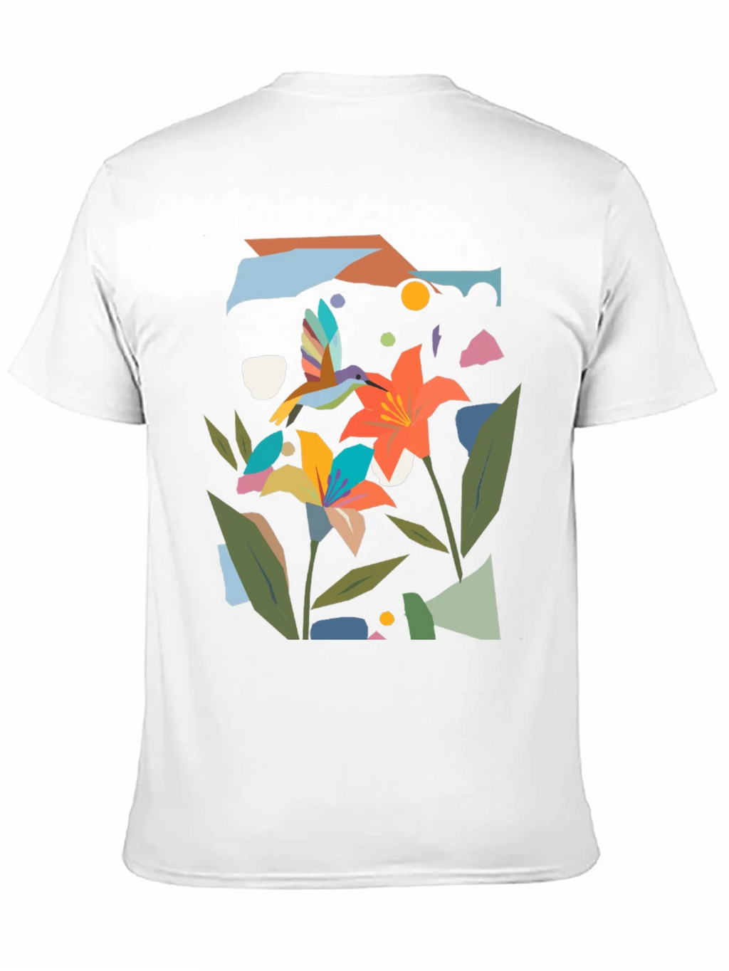 Abstract Floral & Hummingbird Black Graphic Tee product image 10