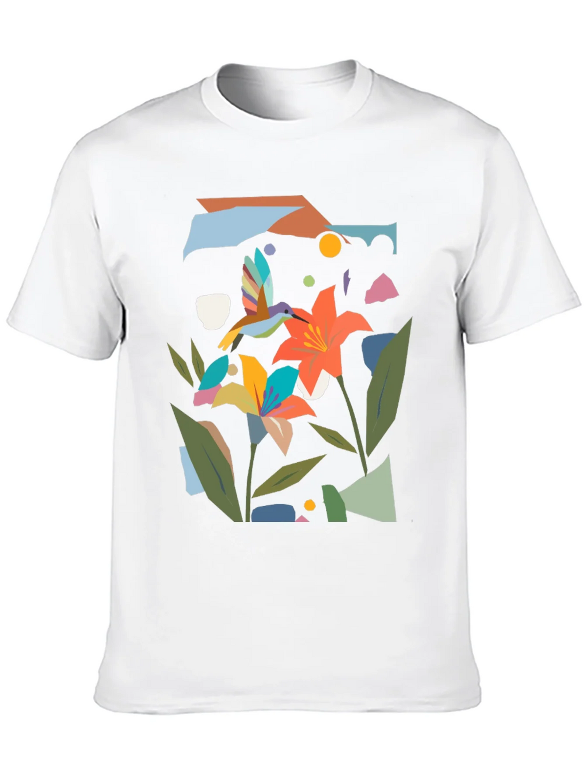Abstract Floral & Hummingbird Black Graphic Tee product image 9