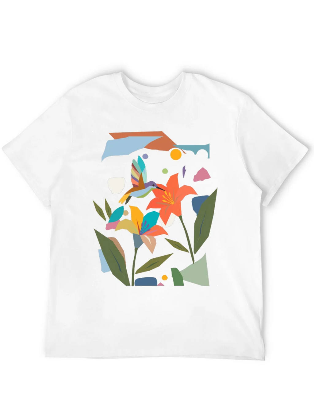 Abstract Floral & Hummingbird Black Graphic Tee product image 11
