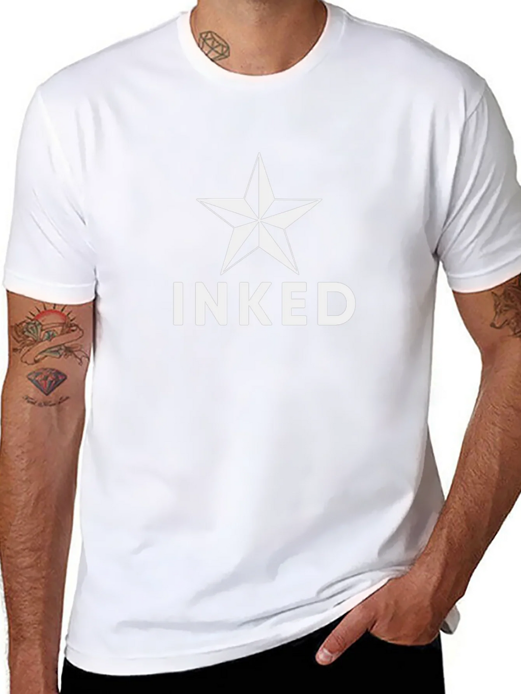 Inked Star Graphic T-Shirt - Black Crew Neck Tee product image 7