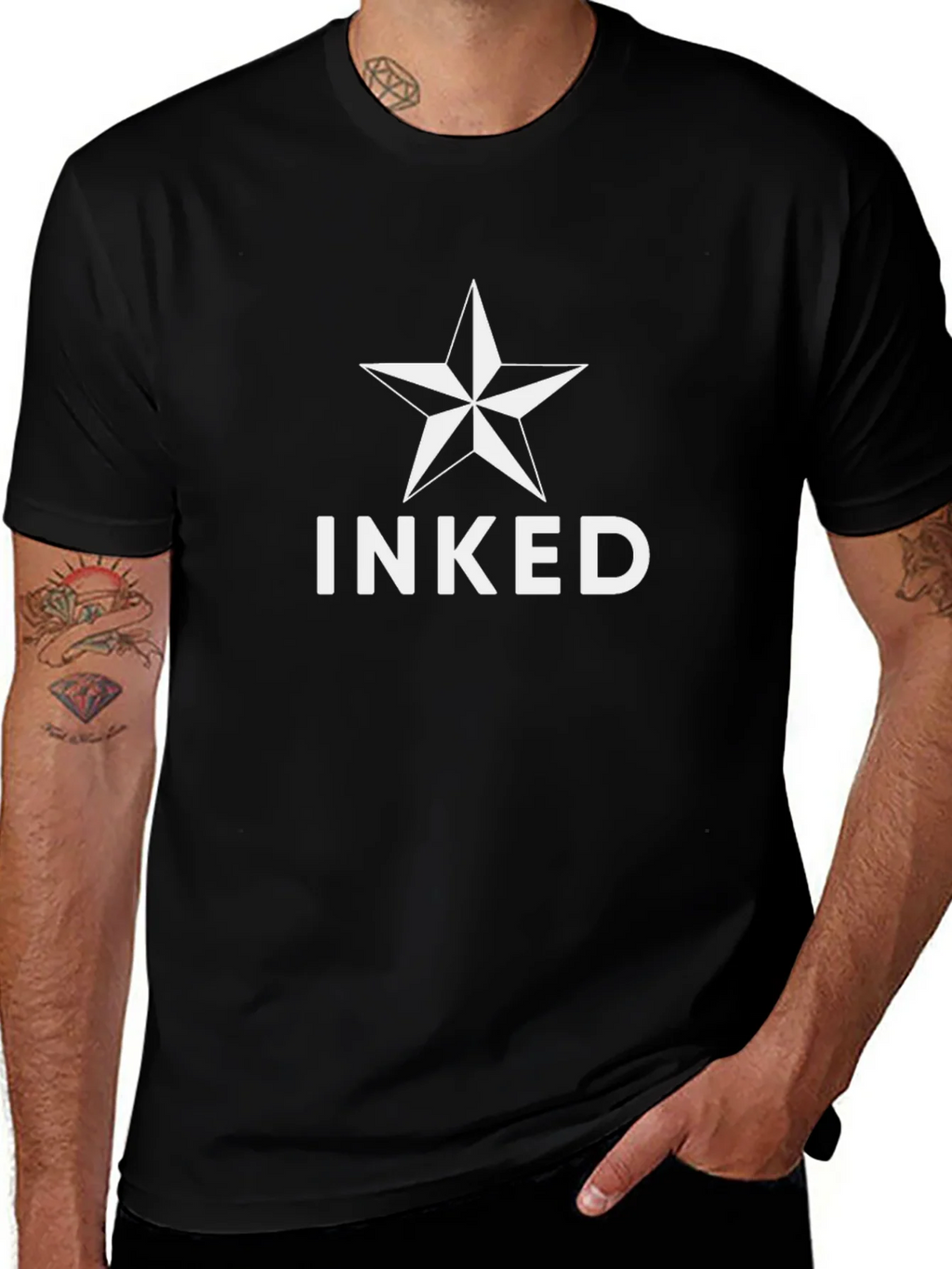 Inked Star Graphic T-Shirt - Black Crew Neck Tee product image 1
