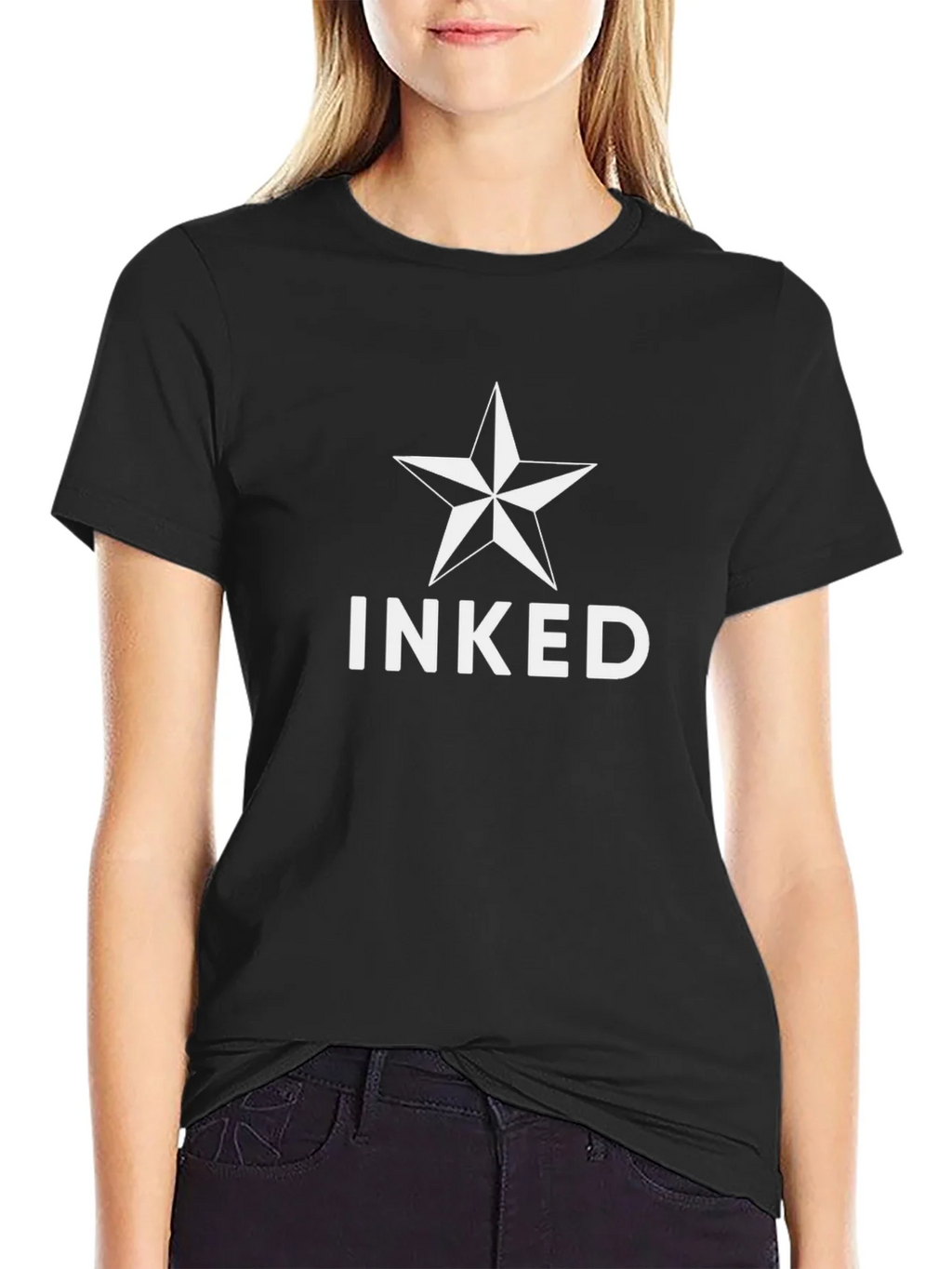 Inked Star Graphic T-Shirt - Black Crew Neck Tee product image 2