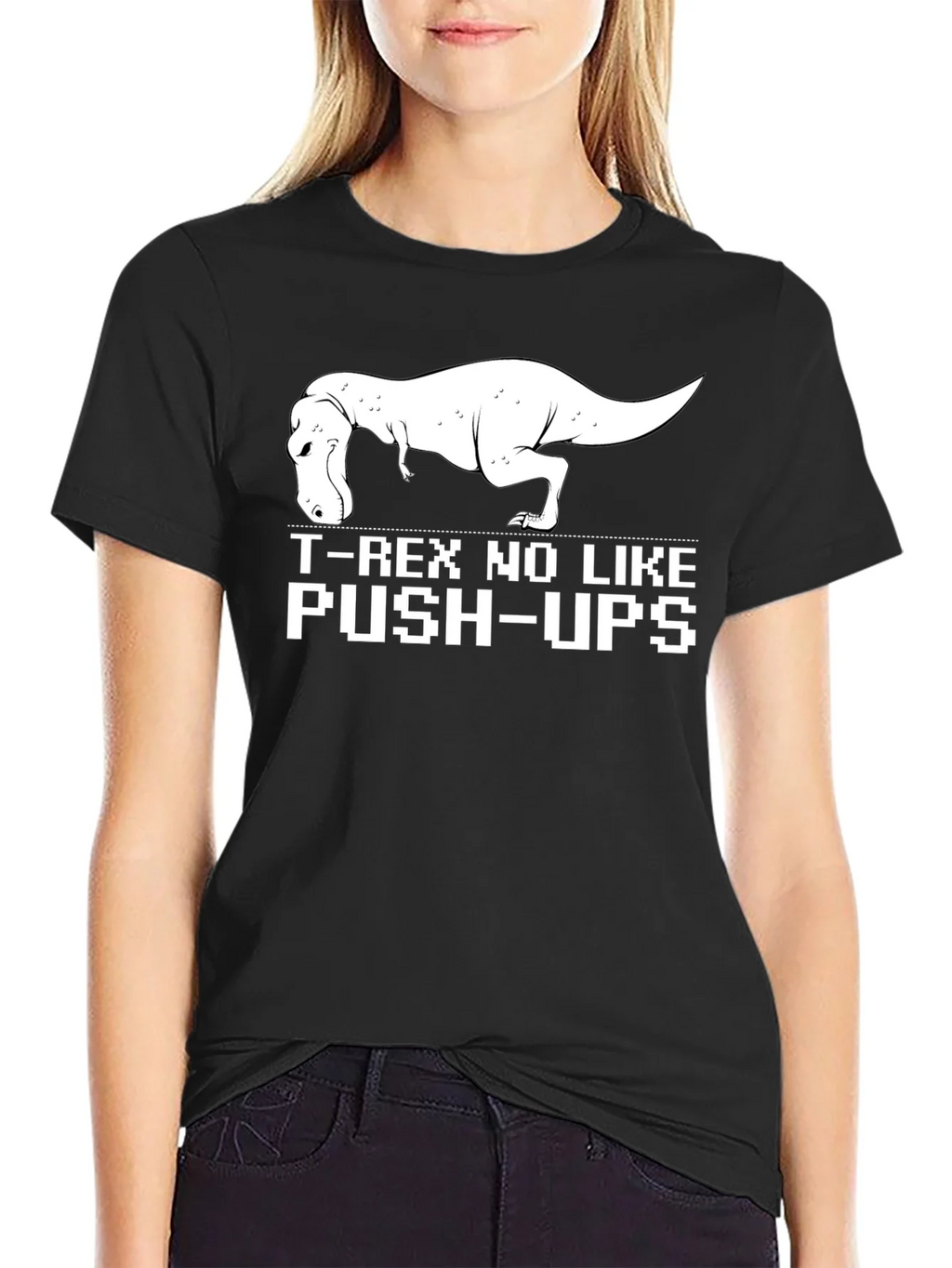 T-Rex No Like Push-Ups Graphic Tee - Funny Dinosaur Shirt product image 1