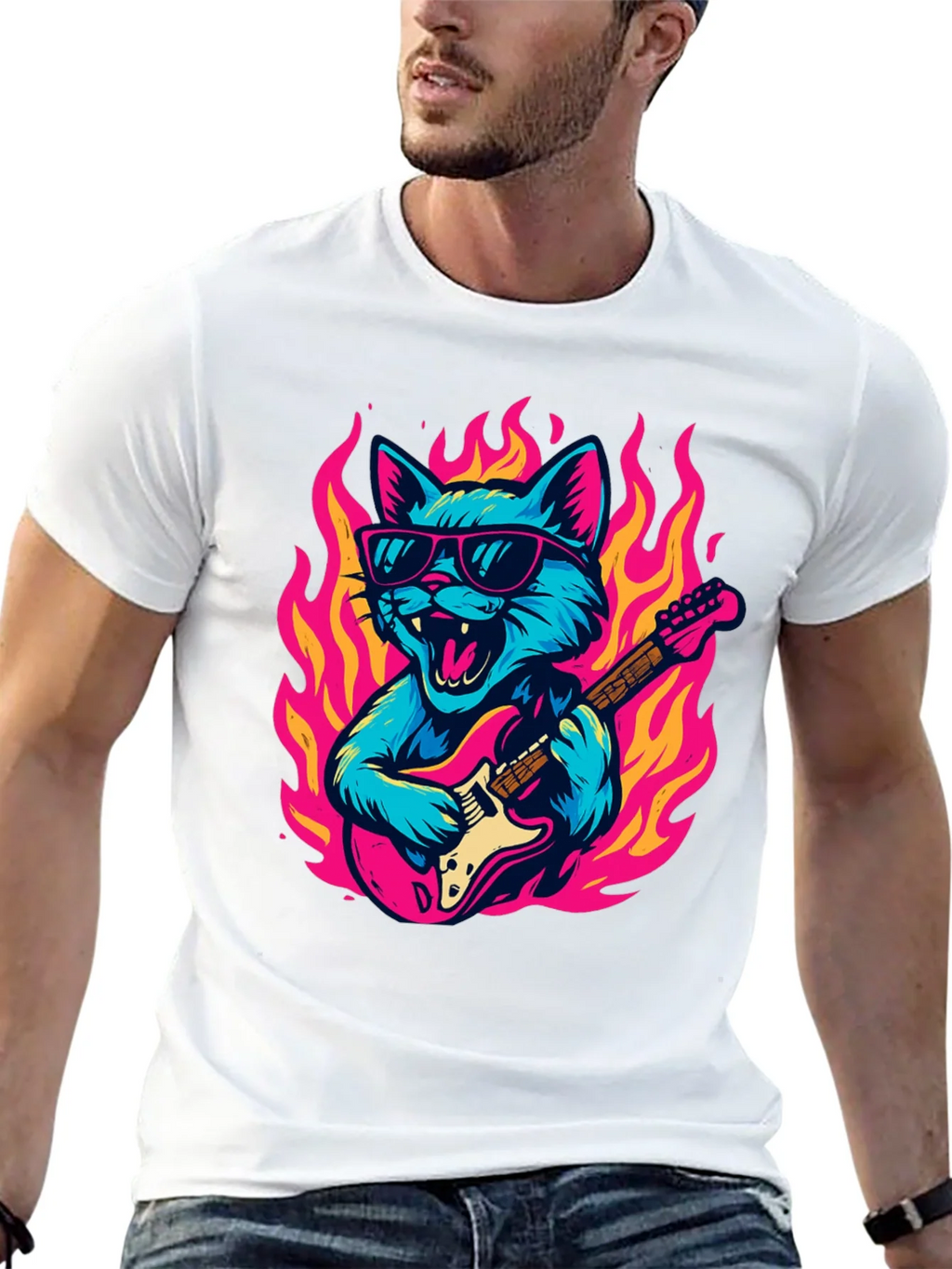 Rockin Cat Guitarist T-Shirt product image 12
