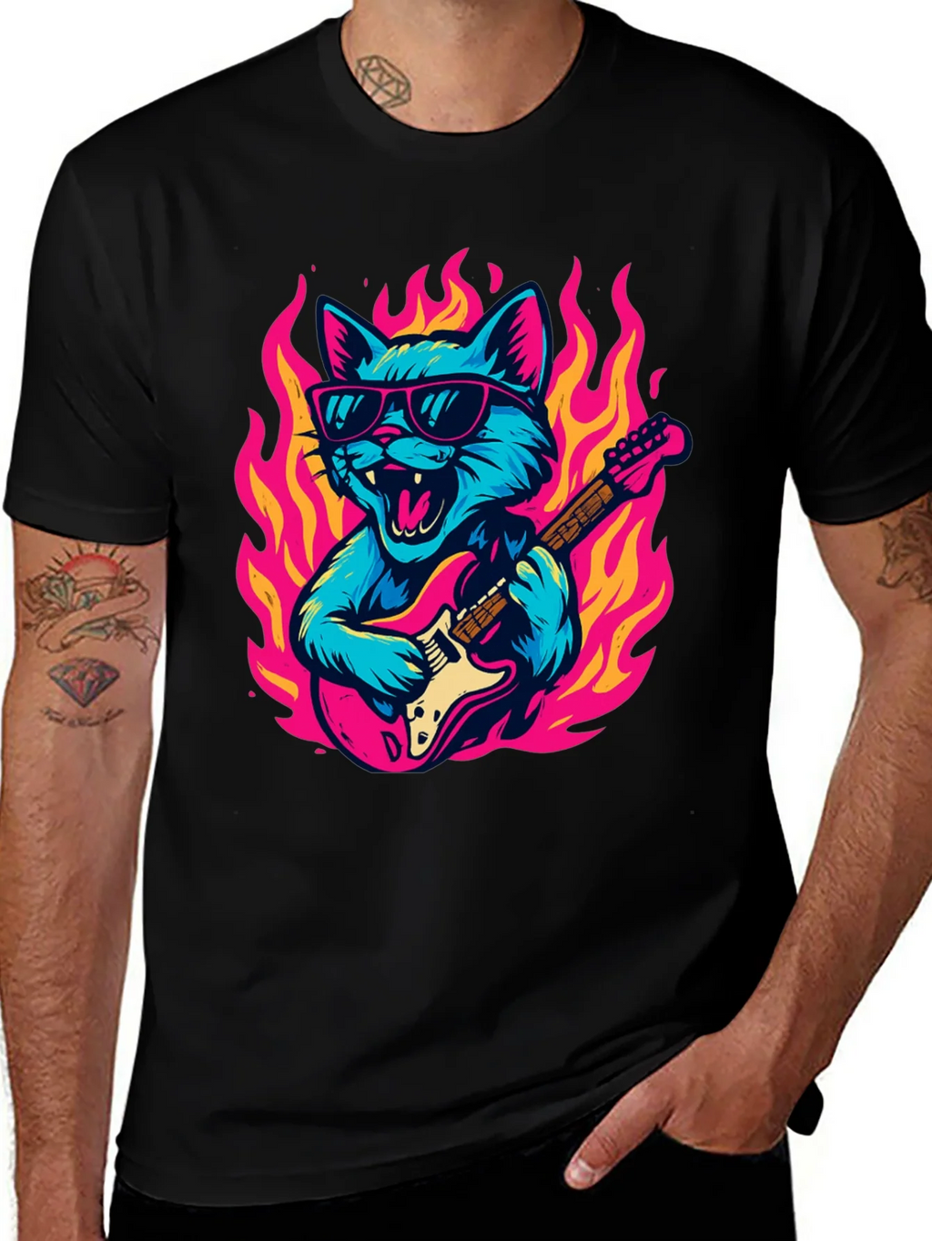 Rockin Cat Guitarist T-Shirt product image 1