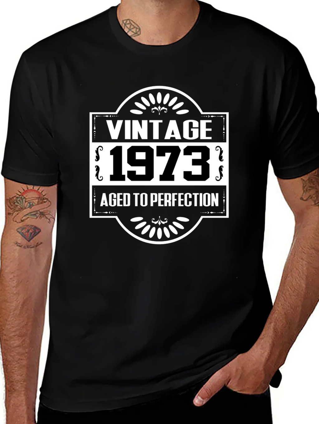 Vintage 1973 Aged to Perfection Black T-Shirt product image 1