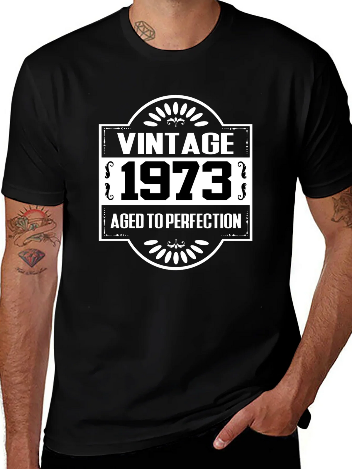 Vintage 1973 Aged to Perfection Black T-Shirt product image 1