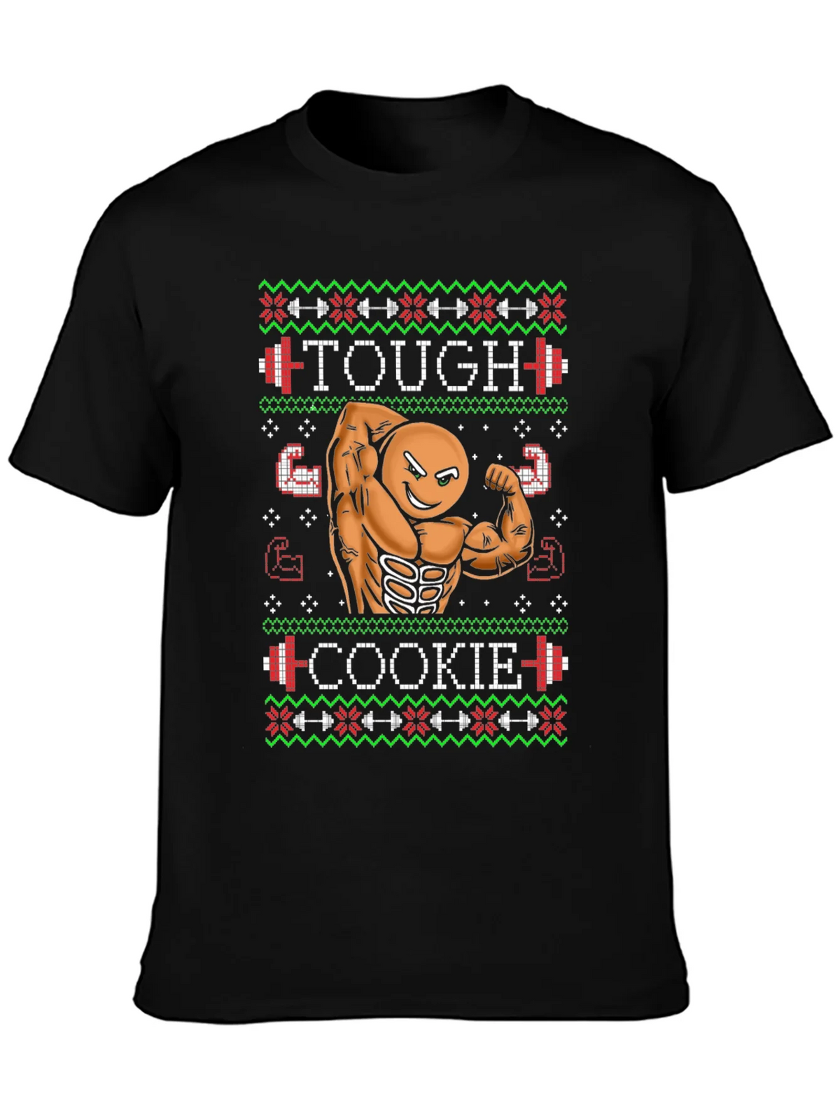 Tough Cookie Ugly Christmas Sweater Gym Workout T-Shirt product image 3